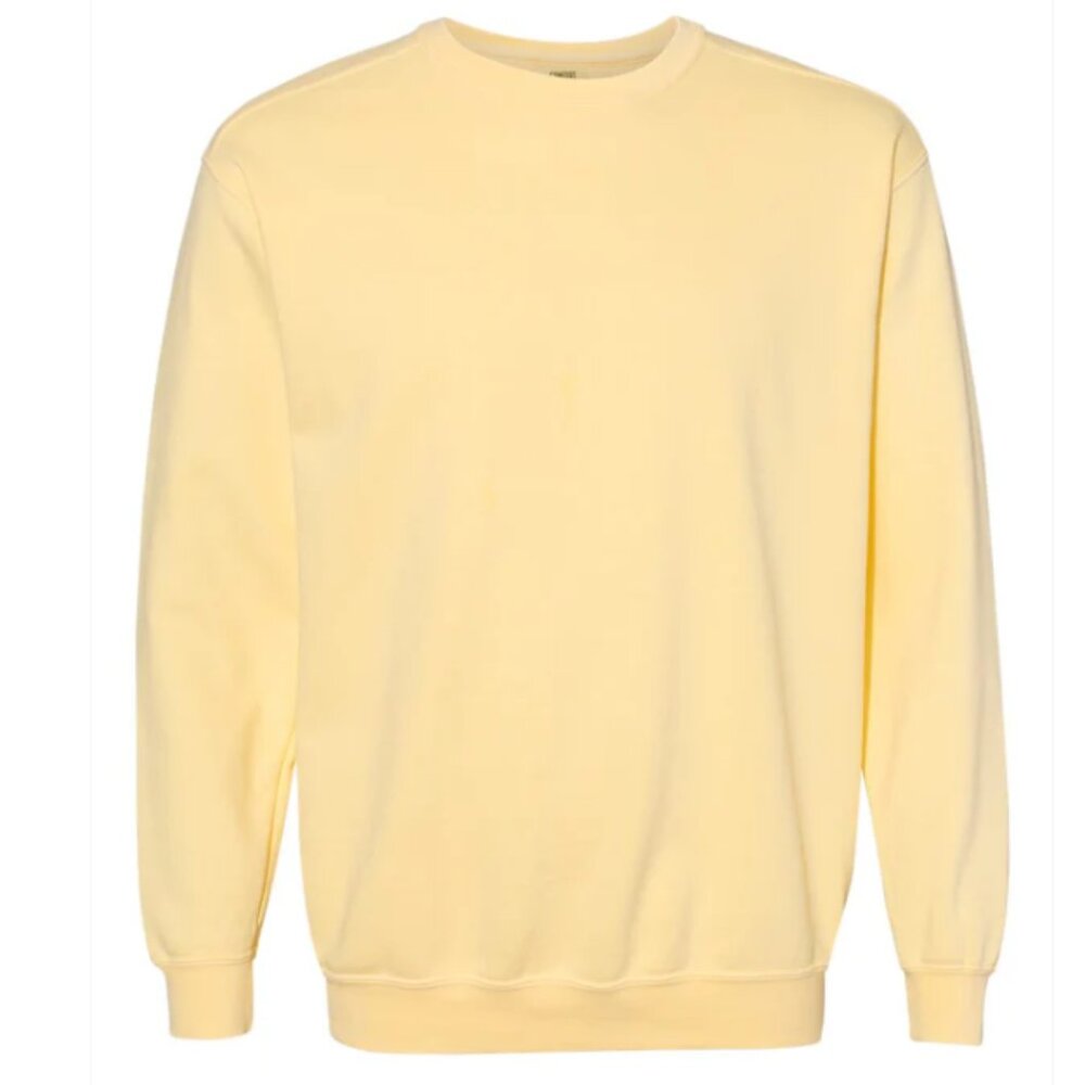 Unisex Garment-Dyed Crewneck Sweatshirt - 1566 Butter Yellow (various sizes)